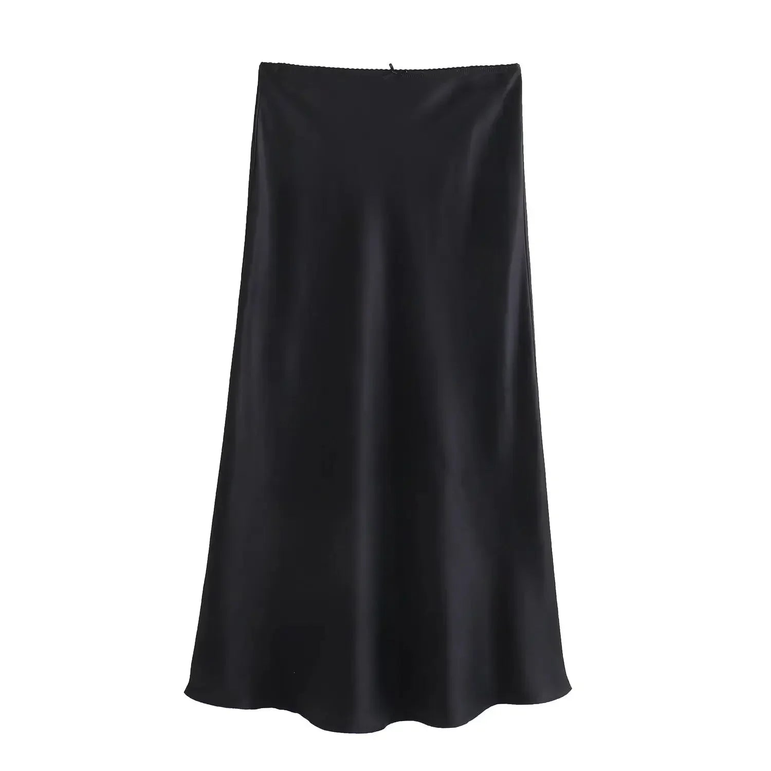 Women 2025 Satin Black Skirt