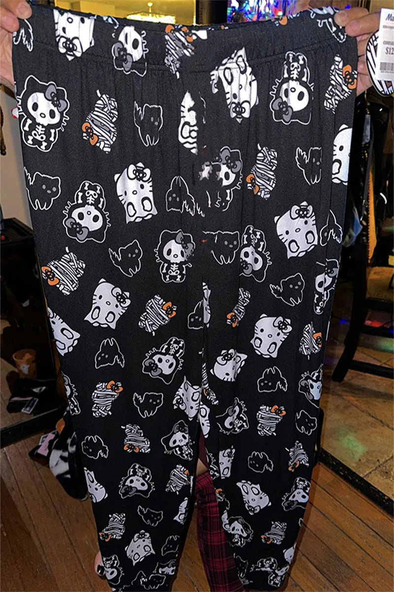 Y2K Hello Kitty Pajamas Pants Sanrio Anime Women's Pajama Pants Cartoon Fashion Home Sleepwear Trousers Leisure Home Clothing
