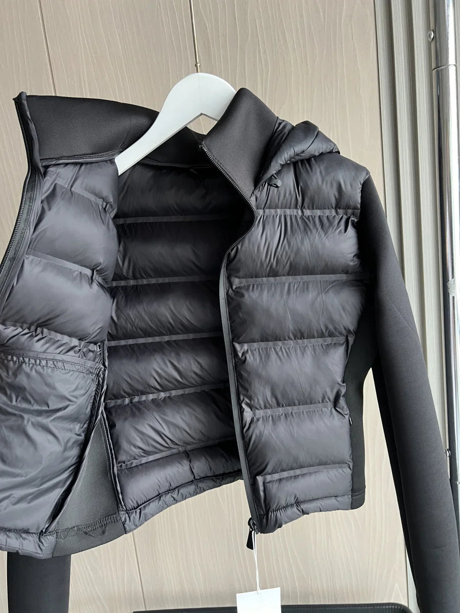 2025 Winter New Arrival  Women's Lightweight Warm Down Jacket with Long Sleeves and Zippered Hooded Sports Coat 4391742