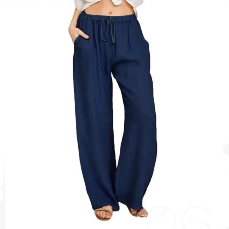 Summer and Autumn New Casual Women's Wear in Europe, America, and Europe Large Loose Cotton Hemp Casual Pants