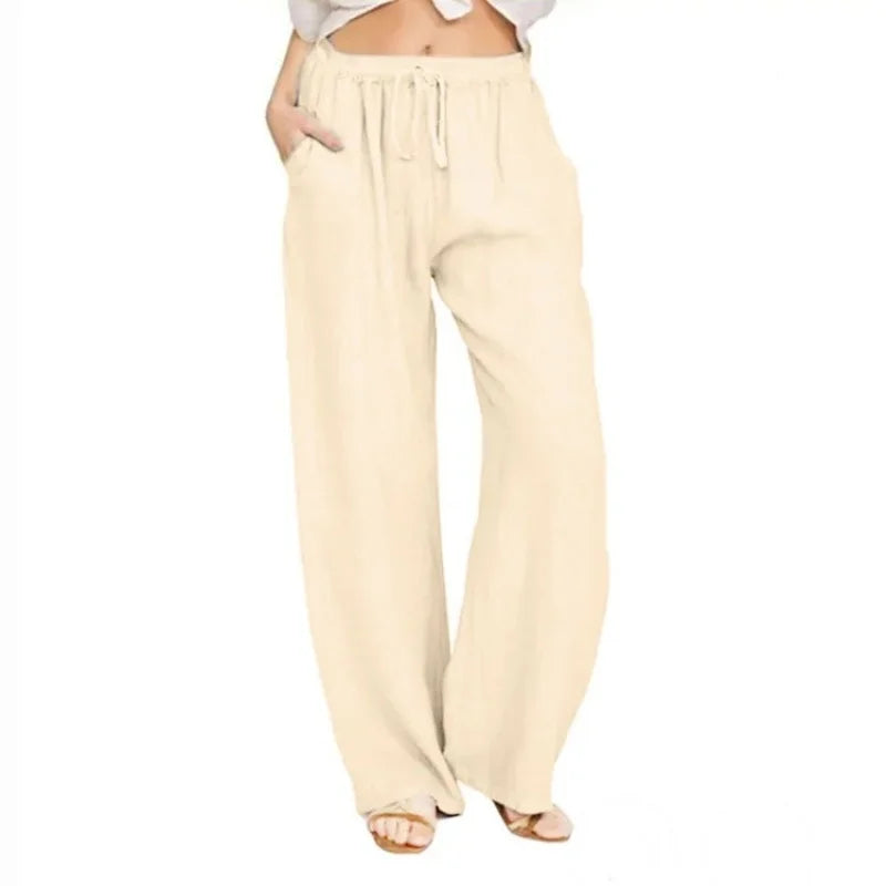 Summer and Autumn New Casual Women's Wear in Europe, America, and Europe Large Loose Cotton Hemp Casual Pants