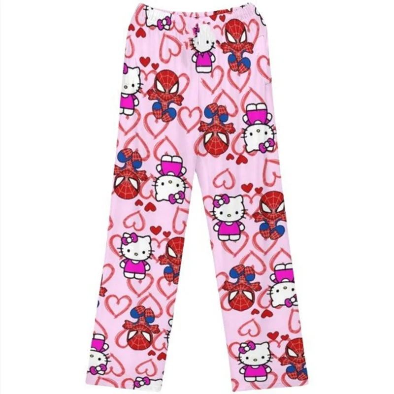 Y2K Hello Kitty Pajamas Pants Sanrio Anime Women's Pajama Pants Cartoon Fashion Home Sleepwear Trousers Leisure Home Clothing