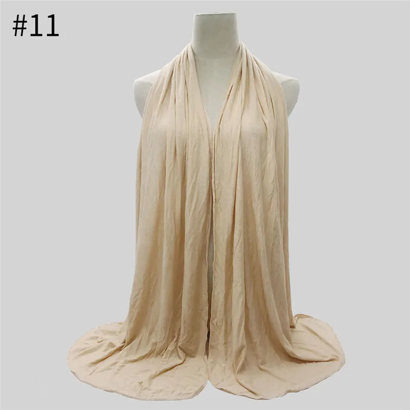 Modal Cotton Jersey Hijab Scarf Long Muslim Shawl Plain Soft Turban Tie Head Wraps For Women Africa Headband 170x60cm
