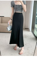 Acetic Satin Fishtail Skirt Woman Korean Fashion Elastic High Waist Skirts for Women Spring/Summer 2024 New Chic Lady Skirts