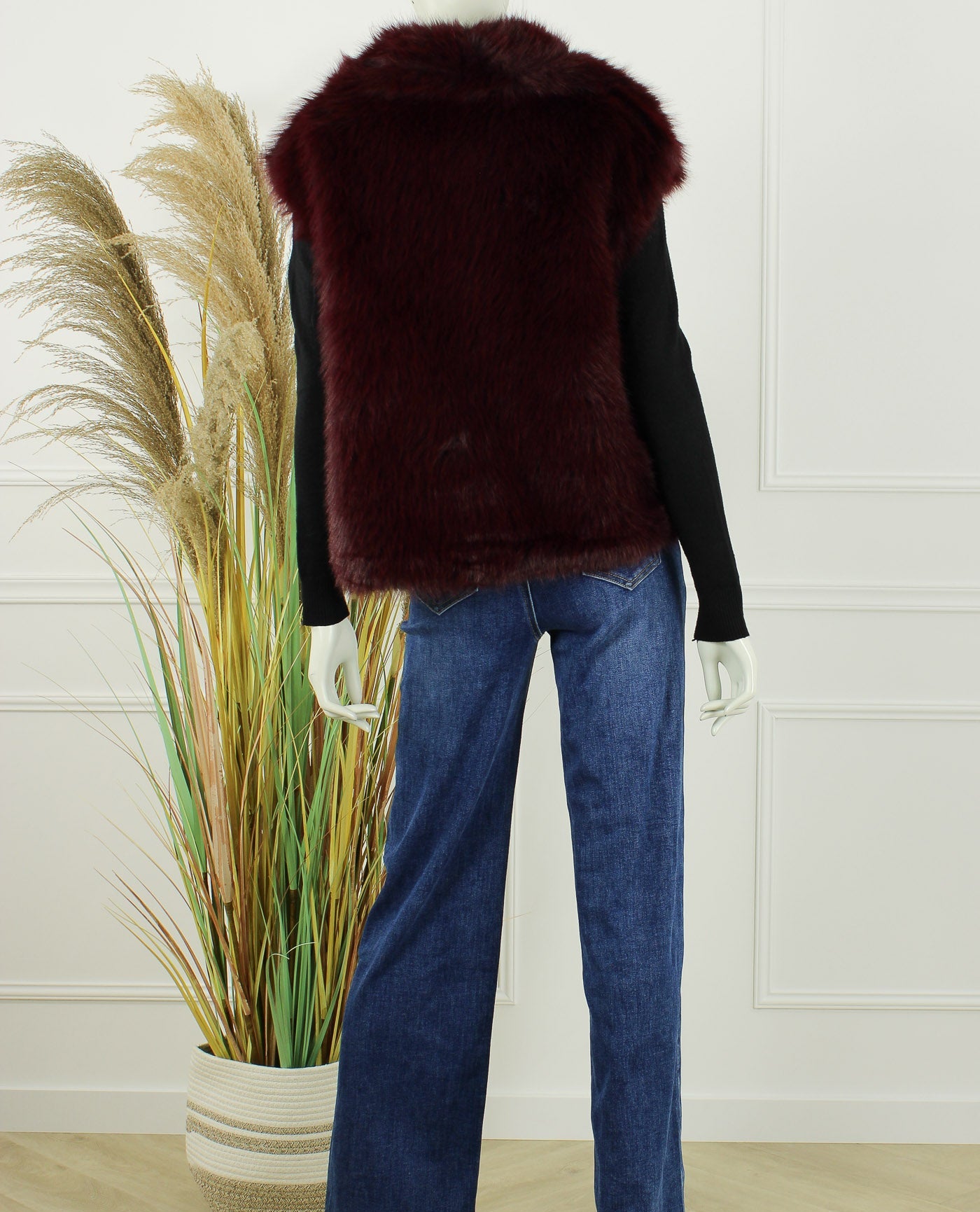 Faux Fur Gilet Olivia – Bordeaux